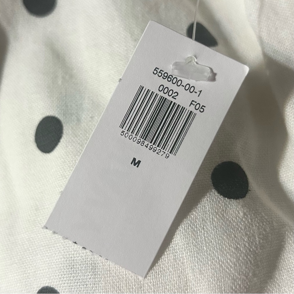 NEW Size M Old Navy White Polka Dot Cotton Blend Linen Summer A-Line Dress - Picture 6 of 6